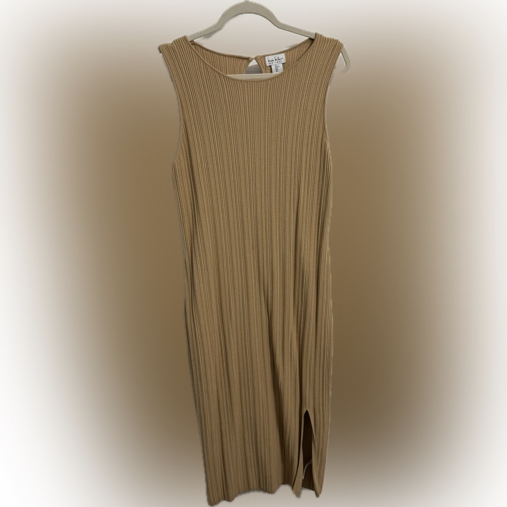 Nicole Miller Tan Ribbed Pencil Dress